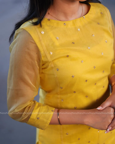 Sunshine Yellow Embroidered Organza Kurta Set