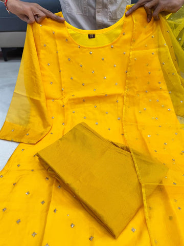 Sunshine Yellow Embroidered Organza Kurta Set